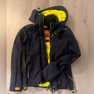 Women superdry jacket XS - navy blue and neon